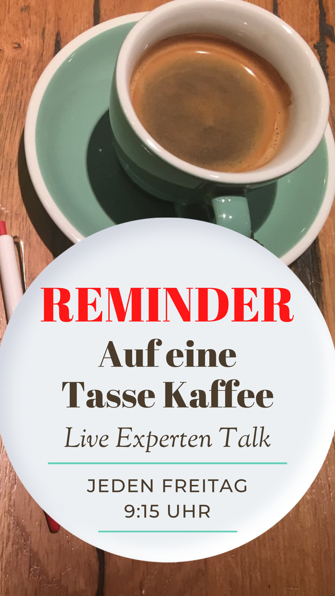 Instagram Story, grüne Tasse mit Kaffee